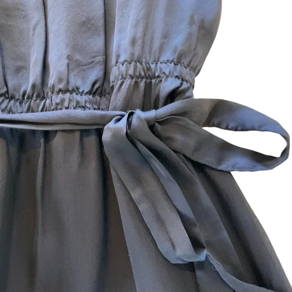 Graham & Spencer Anthropologie 100% Silk Navy Slip Dress Women L Midi Sleeveless - Picture 5 of 15